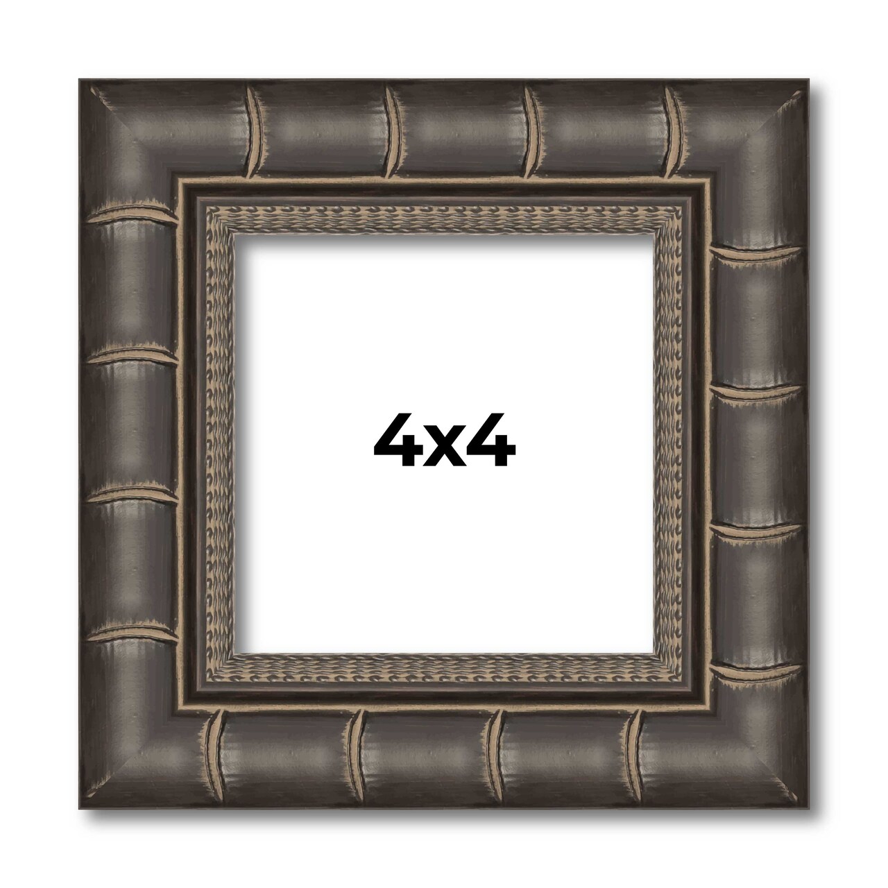 4x4 Modern Bamboo Picture Frame with UV-Resistant Acrylic & Acid Free Backing, Available in 5 Finishes - Gold, Silver, Brown, Black, and Natural